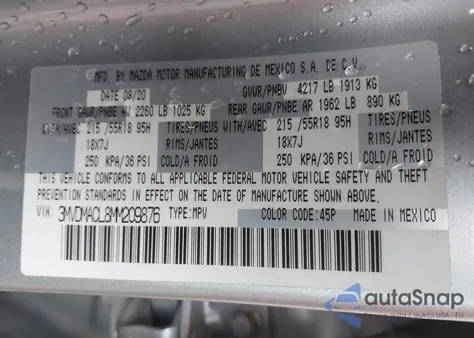 2021 Mazda Cx-30 Preferred from USA, damaged, VIN 3MVDMACL8MM209876